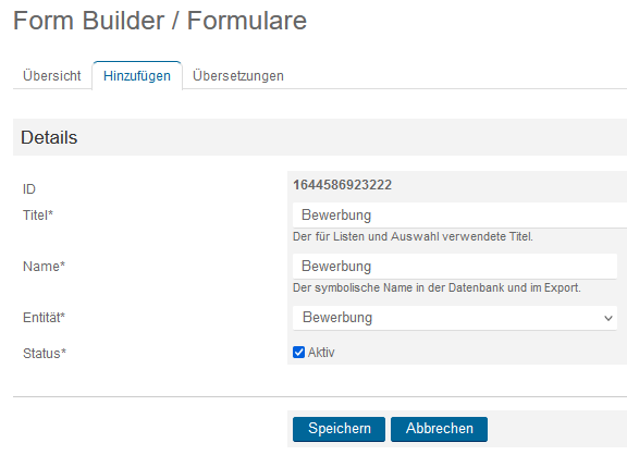 Form Builder Formulare Hinzufügen 2