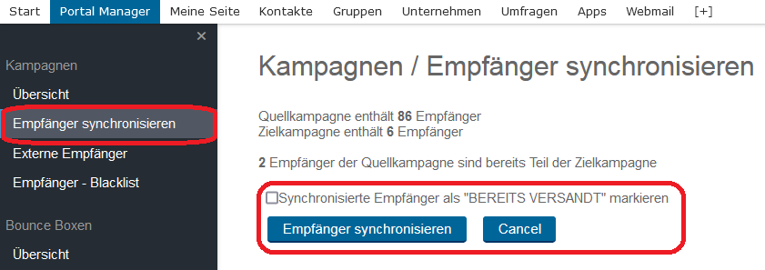 Kampagnen Empfänger synchronisieren 3