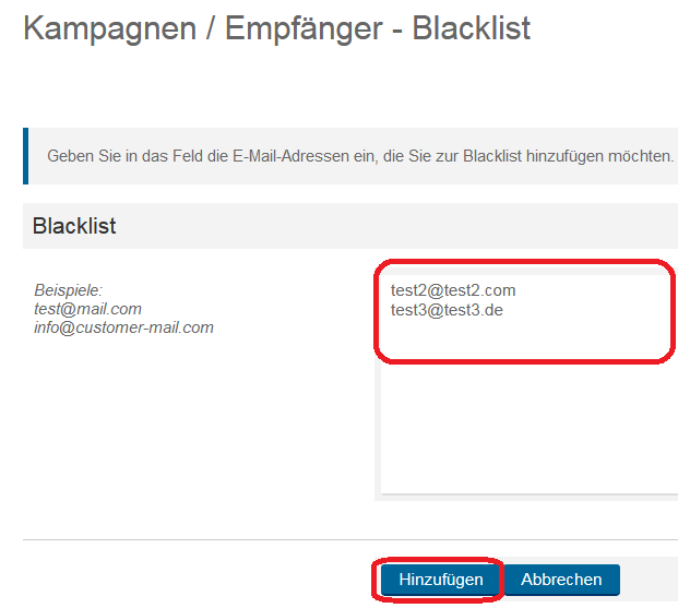 Kampagnen Empfänger Blacklist 5