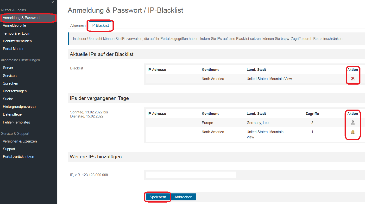 DE Anmeldung & Passwort IP-Blacklist 1