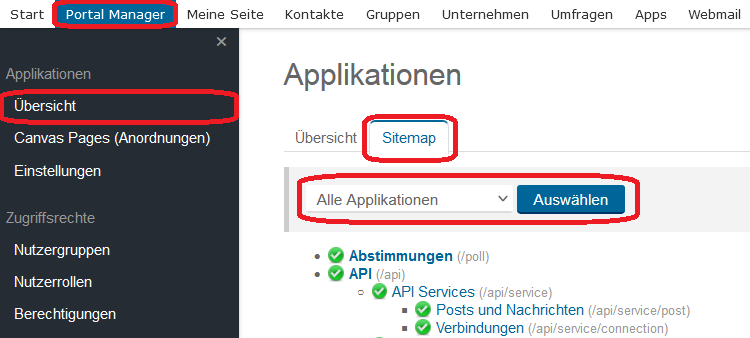 Applikationen Sitemap 1