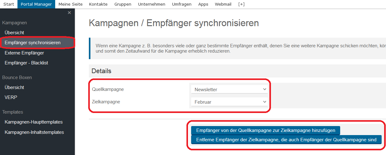 Kampagnen Empfänger synchronisieren 1